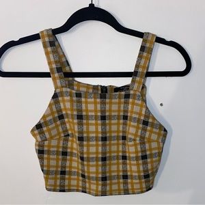 Yellow Plaid Crop Top from Bershka